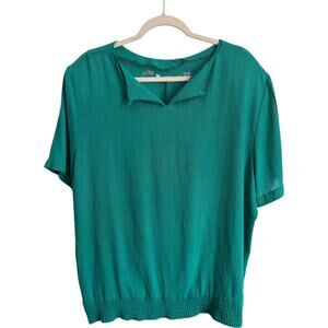 Alfred Dunner Teal Blouse – Cottagecore Floral XL
